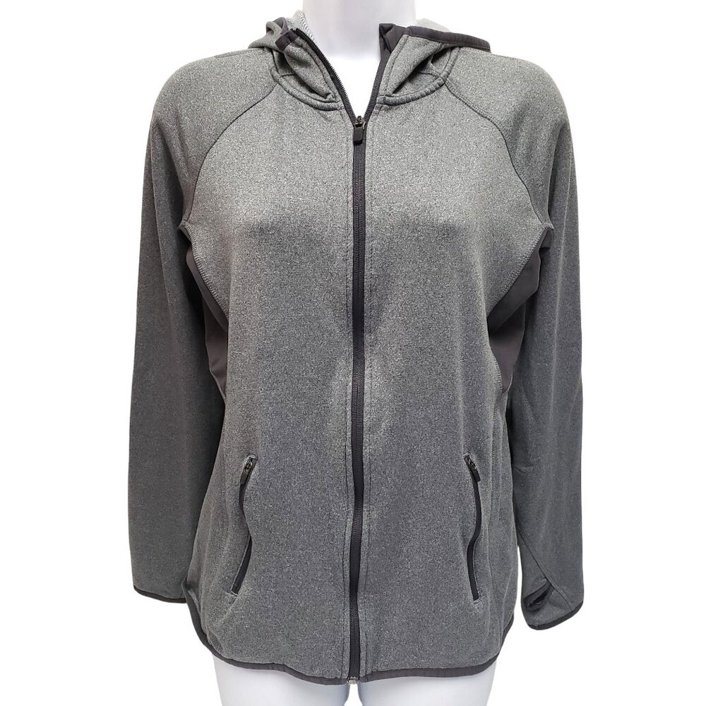 H&M Sport Womens Gray Full-Zip Hoodie Jacket with Pockets & Thumbholes Size L